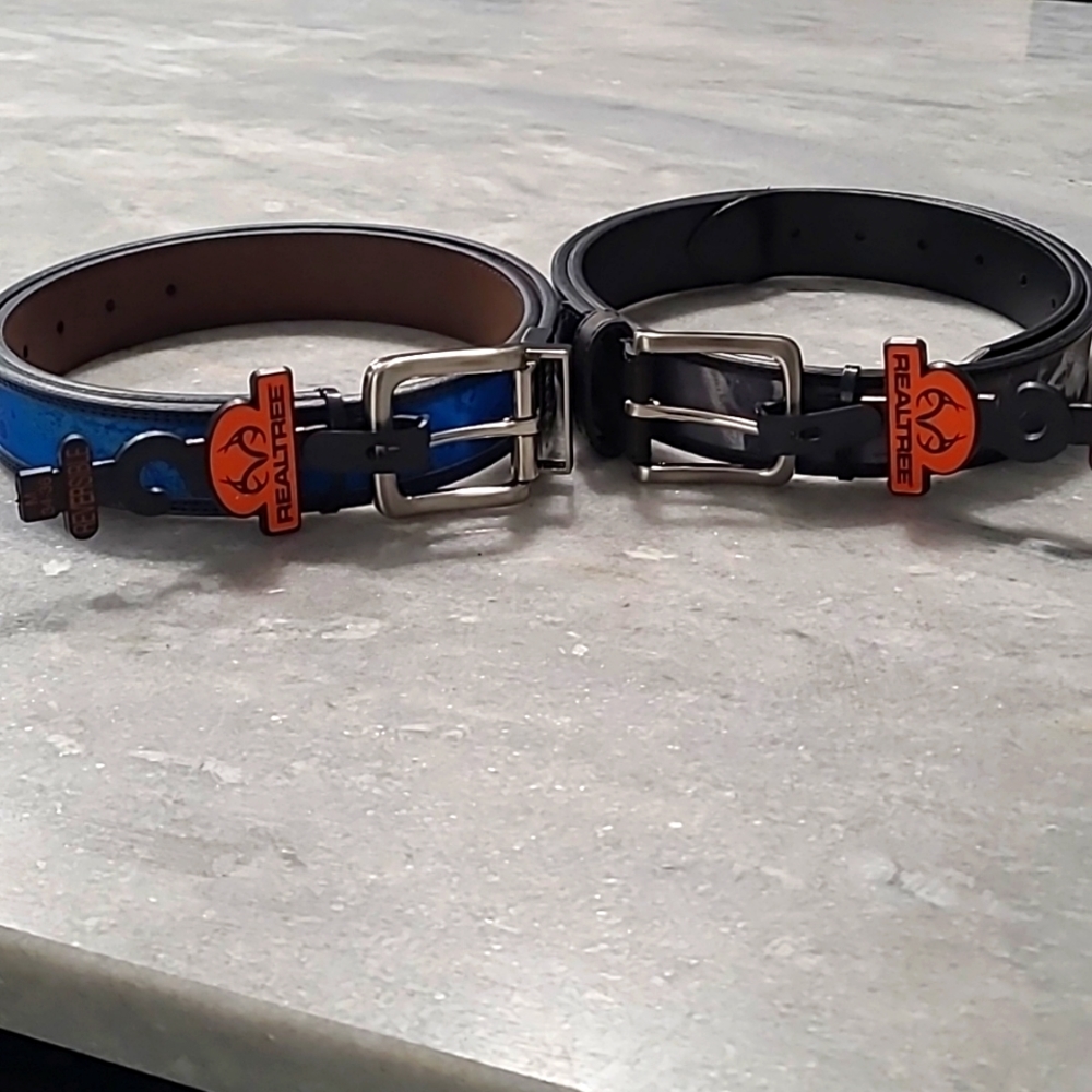Realtree Belt's, size 35"-36", blue (1), gray (1), two belts for the price, NWT